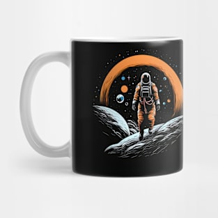 Spaceship Man: Celestial Journey Illustration Mug